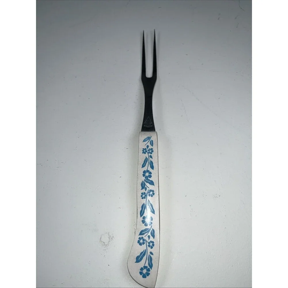 Vintage Meat Fork Blue Cornflower Household Japan Decor 9.5